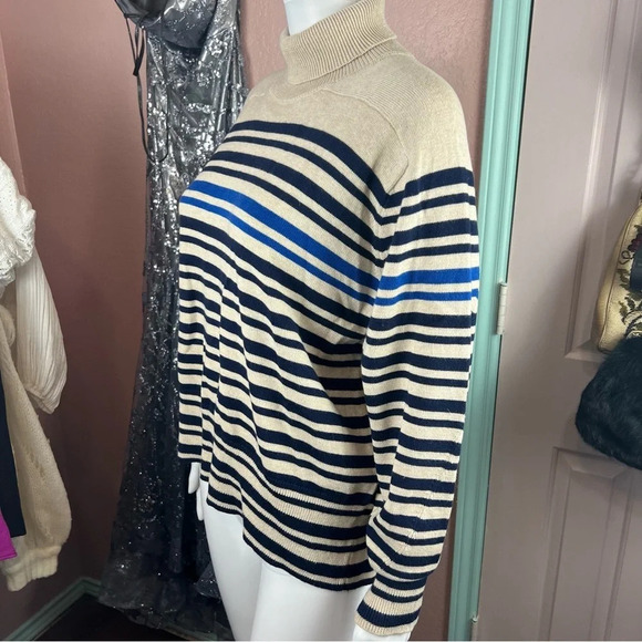 NWT Rag & Bone Ann Striped Turtleneck Sweater in Oatmeal Multi - Picture 10 of 13